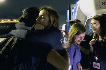 Portrait of healthcare workers returning home
