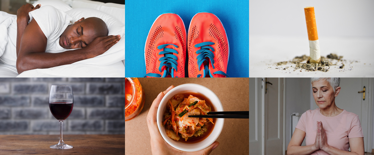 Photo grid of 6 ways to help boost your immune system