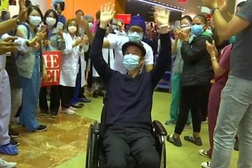 Dr. Tomoaki Kato, discharged from the hospital after 8 weeks of battling COVID-19.