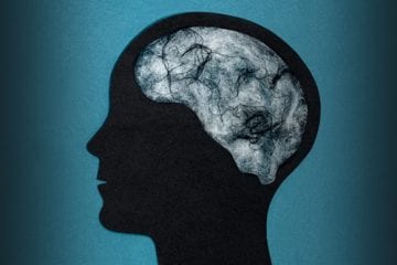 Profile of person where their brain looks like fog
