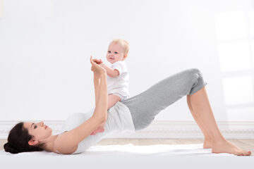 woman with baby doing Kegel